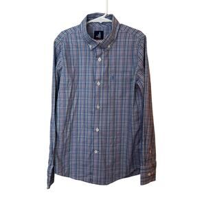 Johnnie-O Shirt Boys Size 10 Prep-Performance Long Sleeve Button Down Plaid Blue
